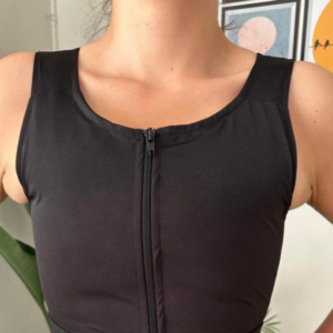 Göğüs Düzleştirici Korse - Fermuarlı Beli Lastikli – Siyah